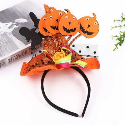 

Kids Witch Hat Buckle Pumpkin Ghost Halloween Props Colorful Witch Headband Hoop