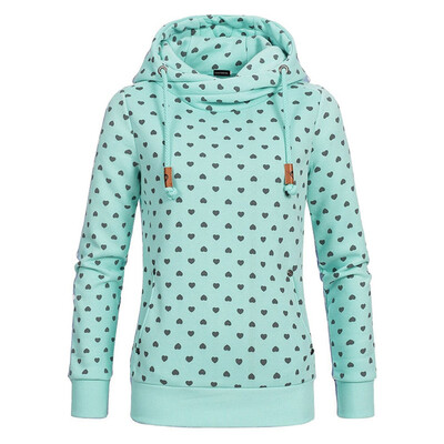 

Women Hoodie Long Sleeve Heart Print Hooded Sweatshirt Loose