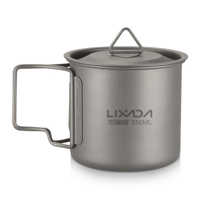 

Lixada Ultralight Titanium Cup Outdoor Portable Camping Picnic Water Cup Mug with Foldable Handle