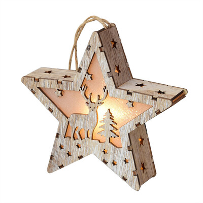 

Gobestart LED Light Wood House Cute Christmas Tree Ornaments Window Holiday Decoration