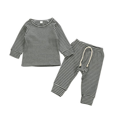 

Autumn Children Casual Clothes Baby Boys Girls Long Sleeve Striped Printing T-Shirt And Striped Trousers for Toddler Kids