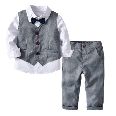 

4pcsSet Boys Clothing Set Kids Clothes Suits Formal Wedding Party Costume 2018 New Gentleman Childrens Clothing 2-7Y