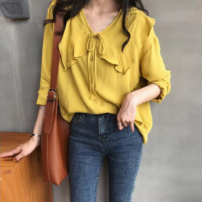 

Women Ladies Ruffles Button Down Tops Long Sleeve Party Blouse Plus Size Shirts
