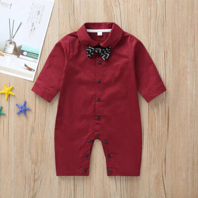 

Newborn Infant Baby Boy Kid Cotton Gentleman Tie Romper Jumpsuit Clothes Outfits