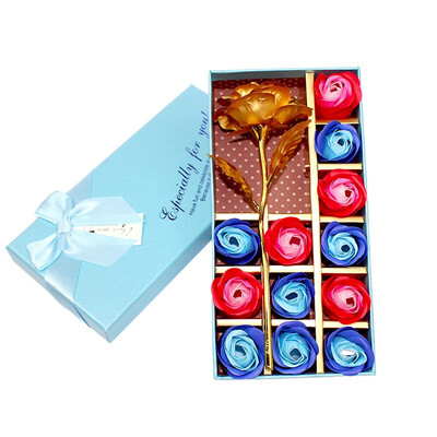

Artificial Gold Foil Rose Gift Box Perpetual Soap Flower for Lady Valentines Day Gift Box Wedding Birthday Rose Decoration
