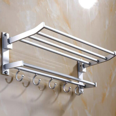 

Double Folding Active bathroom toilet shelf with Towel Rack&Hook