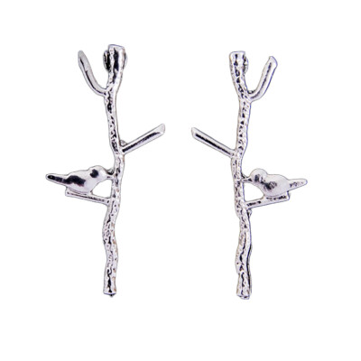 

New Arrival Creative Silver Gold Plated Cute Small Bird Branch Earring Fashion Stud Earrings