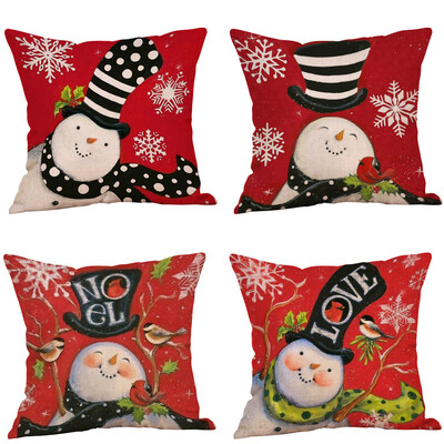 

Tailored 4pc Merry Christmas Pillow Cases Cotton Linen Sofa Cushion Cover Home Decor