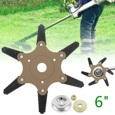 

6 Inch Full-toothed Weeding Head 6pcs Metal Saw Blades Grass Trimmer Head Alloy Dragon Claw Plate Weeding Scraper Garden Tools