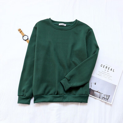 

Korean Style Simple Casual Solid Color Women T-shirt Fashion Trend Round Neck Long-sleeved Thick Top Hot Sale