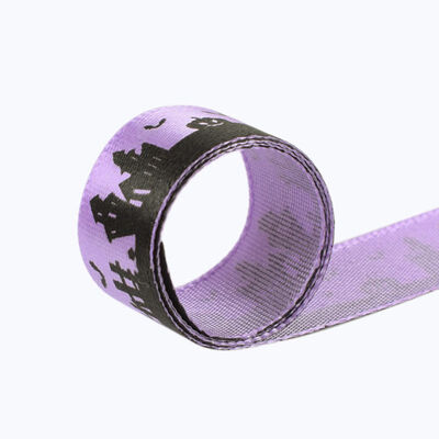 

2019 New Halloween Decorative Ribbon 23m Roll width 22mm Black Halloween Decorative Ribbons with Horrible house skull pattern