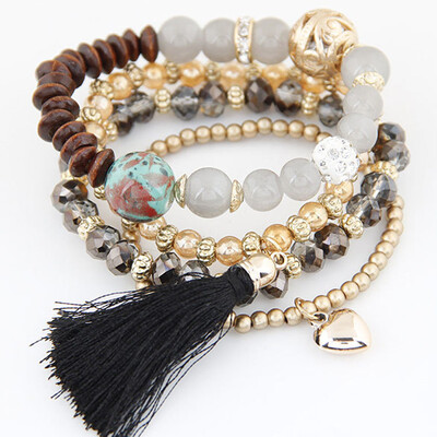 

Retro Handmade Multi-layer Crystal Beads Bracelet for Girls Woman Gift Exquisit