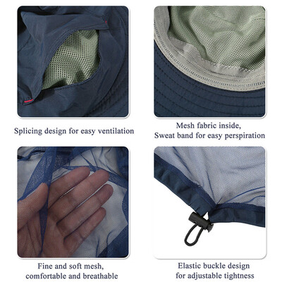 

Mosquito Head Face Net Hat Hidden Mesh Protection Bug Bee Hiking Fishing Outdoor