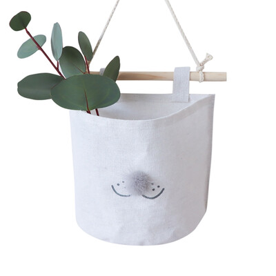 

Wall Mounted Storage Bag Linen Farbric Hanging Pocket Organizer Wardrobe Decorative Bag For Bedroom
