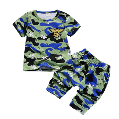 

Summer Clothing Set 2019 Boy Clothes Kids Thick Short Sleeves Camouflage ShirtShorts 2pcs Suit Children Clothing