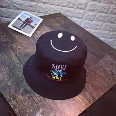 

Hat male black&white casual fisherman hat summer Korean version 100 sun hat female street personality graffiti basin hat tide