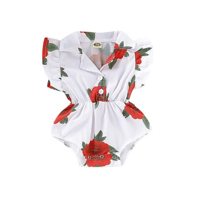 

Summer Infant Baby Girls Floral Floral Print Flare Sleeve Rompers Kids Bodysuit Jumpsuit Newborn Clothes Panties