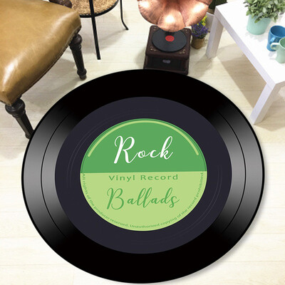 

Toponeto Vinyl Record Printed Soft Fabric Round Floor Mat Carpet Room Area Bedroom Rug