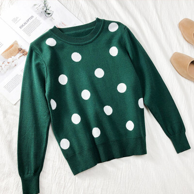 

Women Sweater 2019 New Autumn Winter Warm Long Sleeve Knitted Sweaters Pullover Dot Jumper Female Casual Pull Femme jersey mujer