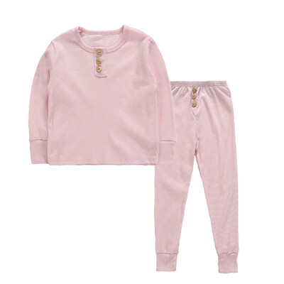 

Baby Kids Boys Girls Clothes 1-6T Solid Print Outfits Set Lovely Long Sleeve Blouse TopsPants Sleepwear Pajamas