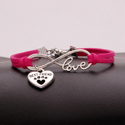 

Fashion Simple Love Heart Dog Claw Pendant Weaving Bracelet Unisex Pair Hand Chain Jewelry Hot Gift
