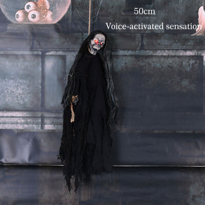 

Voice Activated Halloween Skull Skeleton Ghost Hanging Decor Terrible Scary Ghost Haunted Tricky Halloween Decorations