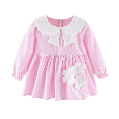 

Baby Girls Long Sleeve Round Neck Cotton Dress Fall Winter Top Clothes