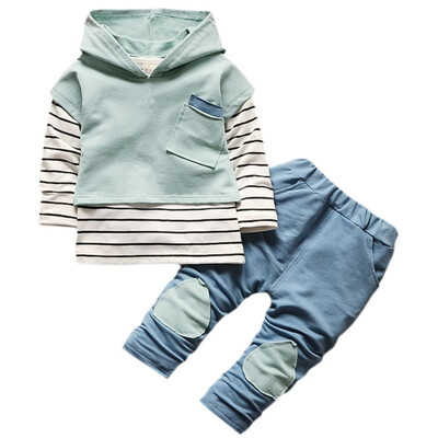 

hooded set baby boys clothing set children hoodies pants striped winter warm clothes boys girls sets 2017 autumn new arrival