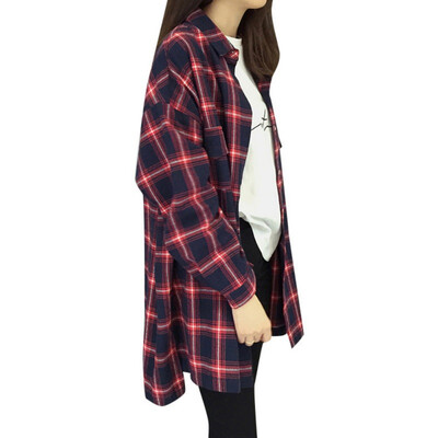 

Spring New Fashion Casual Lapel Loose Blouses women plaid shirt Female Long Sleeve Tops Blouse