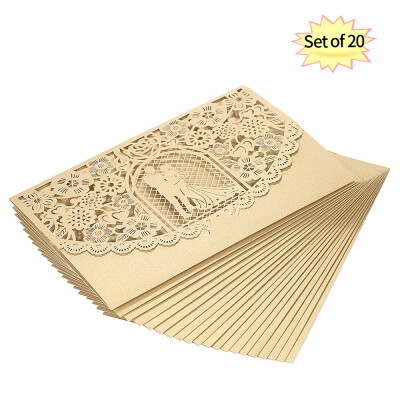 

20pcsset Wedding Invitation Card Cover Pearl Paper Laser Cut Bridal Bridegroom Pattern Invitation Cards Wedding Anniversary Suppl