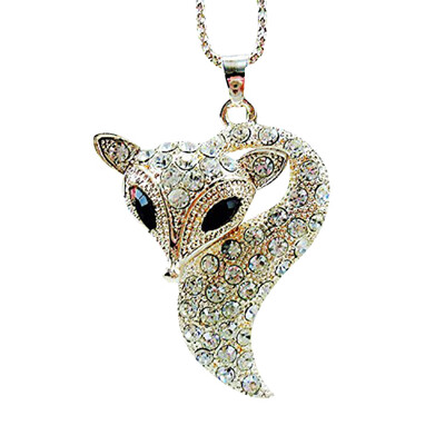 

Long Tail Animal Rhinestone Pendant Women Girls Sweater Necklace Alloy Collar Decoration Jewelry