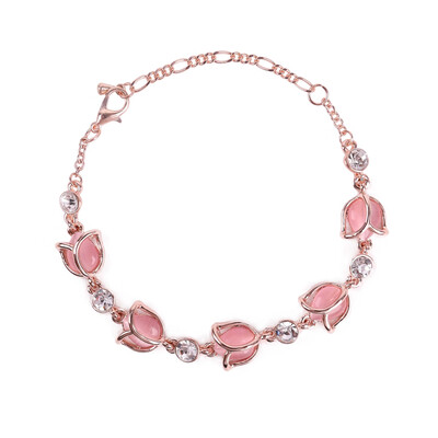 

Romantic Female Bracelet Jewelry Fashion Rose Flower Shaped High Grade Opals Crystal Charm Bracelets For WomanGirls Best Gifts