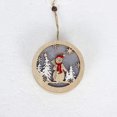 

Round LED Wooden Decorative Hanging Ornaments for Indoor Christmas Tree Party Bedroom Holiday Decoration
