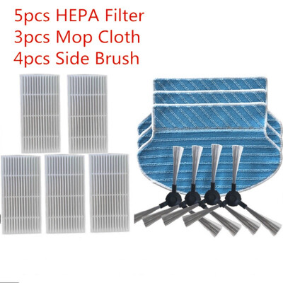 

5pcs hepa filter 4pcs Side Brushes 3pcs Mop Cloth Robot Vacuum Cleaner Parts HEPA Filter for Proscenic 790T