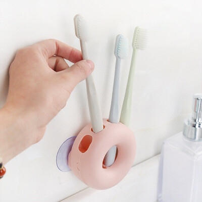

Wall Sucker 4 Holes Doughnut Toothbrush Rack Holder Plastic Home Bathroom Organizer Tools