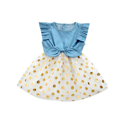 

Summer Casual Baby Girls Sleeveless Dot Pattern Dress Kids Toddler Princess Sundress 6M-4T