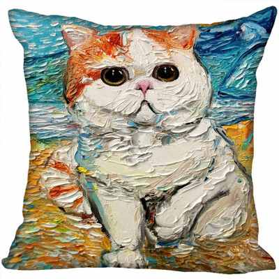 

Cat Pillow Cover Bedroom Home Office Decorative Pillowcase Square Zipper Pillow Cases Satin Fabric No Fade 35x35CM 35x35CM