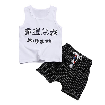 

Baby Clothes Summer Baby Boys Sleeveless Print Tops Blouse VestShorts Children Casual Outfits Sets Baby Boy Clothes