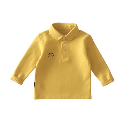 

Autumn Baby Kids Long Sleeve Cotton Blouse Casual Boys And Girls Cartoon Embroidery Lapel Solid Color Comfortable Shirt