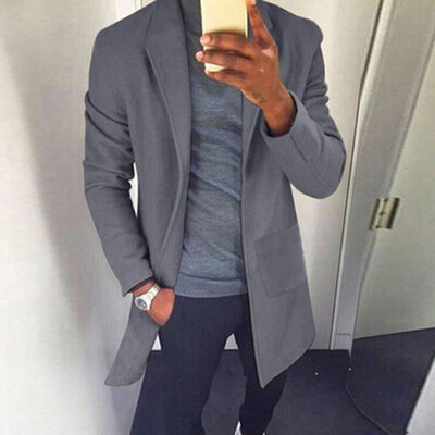 

Mens Slim Business Coat Winter Trench Coat Outwear Overcoat Long Sleeve Jackets