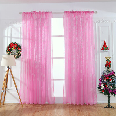 

Tailored 1PCS Christmas Snowflake Curtain Tulle Window Treatment Voile Drape Valance