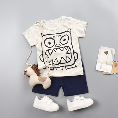 

Summer Baby Boy Clothes Kids Boys Short Sleeve Cartoon Print Tops T-ShirtShorts Children Casual Outfits Sets