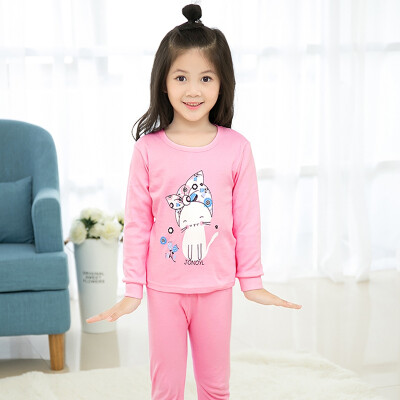 

Autumn Cute Baby Sleepwear Baby Kids Girls Boys Cartoon Print Sleepwear Set Long Sleeve Blouse TopsPants Pajamas