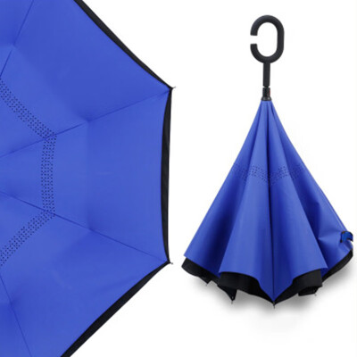 

New Yesello Folding Reverse Umbrella Double Layer Inverted Windproof Rain Car Umbrellas