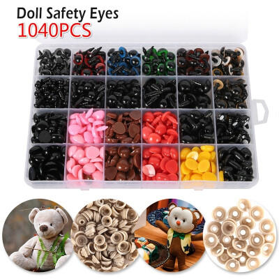 

1040150 PCS ColorfulBlack Plastic Safety Eyes&Noses with Washers Assorted Sizes for Doll Puppet Teddy Bear Plush Animal