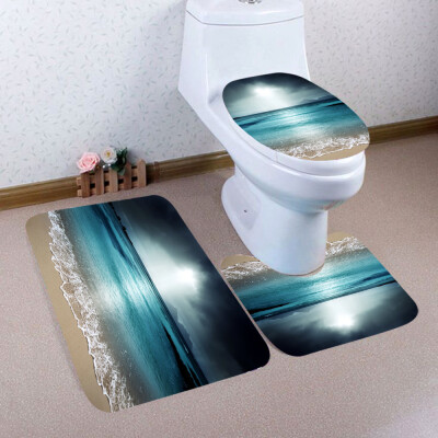 

〖Follure〗3PCS Christmas Bathroom Non-Slip Pedestal Rug Lid Toilet Cover Bath Mat Set