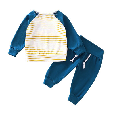 

Autumn Baby Clothes Boy Girl Casual Long Sleeve Striped Print T-shirt TopsPants Suits Costume Set