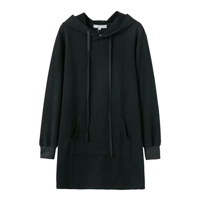 

Long Sweatshirt Women Fashion Casual Solid Color Hoodies Autumn Long Sleeve Hooded Loose Sweatershirt Dress