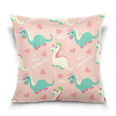 

ALAZA Throw Pillow Cover 16 X 16 inch Christmas Gift Cushion Cover with Cartoon Dinosaus Printed Pillowcase