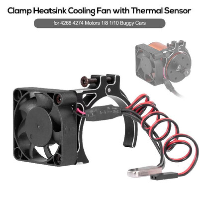 

RC Car Motor Heatsink Cooling Fan with Thermal Sensor CNC Aluminum Alloy Clamp Heatsink for 4268 4274 Motors 18 110 Buggy Cars